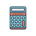 Color illustration icon for Calculator, accounting and digital Royalty Free Stock Photo
