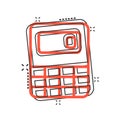 Calculator icon in comic style. Calculate cartoon vector illustration on white isolated background. Calculation splash effect Royalty Free Stock Photo