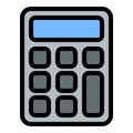 Calculator icon in flat line style representing mathematics finance and problem-solving ideal for accounting education and