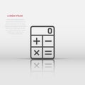 Calculator icon in flat style. Calculate vector illustration on white isolated background. Calculation business concept Royalty Free Stock Photo