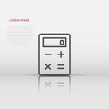 Calculator icon in flat style. Calculate vector illustration on white isolated background. Calculation business concept Royalty Free Stock Photo