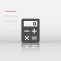 Calculator icon in flat style. Calculate vector illustration on white isolated background. Calculation business concept Royalty Free Stock Photo