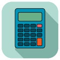 Calculator icon vector in flat style with black outline