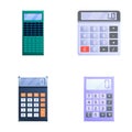 Calculator icons set cartoon vector. Basic calculator in various color