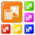 Calculator icons set vector color Royalty Free Stock Photo