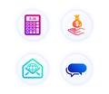 Calculator, Income money and Web mail icons set. Messenger sign. Vector Royalty Free Stock Photo