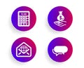 Calculator, Income money and Web mail icons set. Messenger sign. Vector Royalty Free Stock Photo