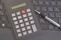 Calculator and laptop keyboard