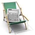 The calculator lies on a beach lounger