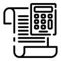 Calculator money invoice icon, outline style
