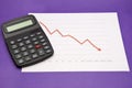 Calculator Next To Downtrend Chart Royalty Free Stock Photo