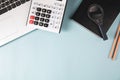 Calculator, notepad, magnifier and notebook