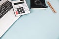 Calculator, notepad, magnifier and notebook