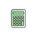 Calculator outline with color shadow vector icon in education set