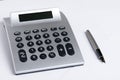 Calculator with pen Royalty Free Stock Photo