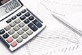 Calculator, pen and graph Royalty Free Stock Photo