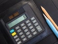 Calculator and pen Pencil Royalty Free Stock Photo