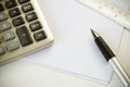 Calculator pen and ruler Royalty Free Stock Photo