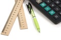Calculator pen ruler Royalty Free Stock Photo