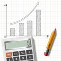 Calculator, pencil and graph Royalty Free Stock Photo