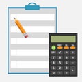 Calculator, pencil, notepad Royalty Free Stock Photo