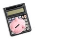 Calculator and piggy bank white background.Concept family budget and business Royalty Free Stock Photo
