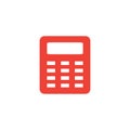 Calculator Red Icon On White Background. Red Flat Style Vector Illustration Royalty Free Stock Photo