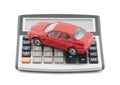 Calculator and red toy car Royalty Free Stock Photo