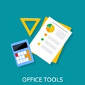 Calculator, Ruler and Paper. Office Tools Royalty Free Stock Photo