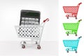 Calculator in shopping cart colorful collection concept vector