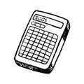 Calculator stationery equipment. Office tool electronic calculator. Business finance device concept template hand drawn in black Royalty Free Stock Photo