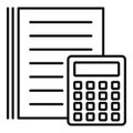 Calculator tax papers icon, outline style