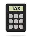 Calculator with tax sign. Tax, business, money sign. Cost cash, business, future and online, website related single icon on white. Royalty Free Stock Photo