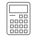 Calculator thin line icon. Accounting sign vector illustration isolated on white. Calculation outline style design