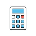 Calculator thin line icon. Color