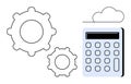 Cloud-Based Calculation and Automation with Gear Integration Concept Royalty Free Stock Photo