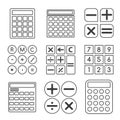 Calculator vector linear or outline icons set