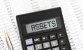 Calculator with the word Assets on the display Royalty Free Stock Photo