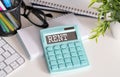 Calculator with the word RENT on the display, business concept. Royalty Free Stock Photo