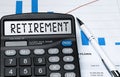 Calculator with the word Retirement on the display Royalty Free Stock Photo