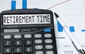 Calculator with the word RETIREMENT TIME on the display Royalty Free Stock Photo