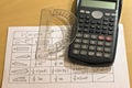 Calculators, spreadsheets, protractor Royalty Free Stock Photo