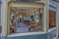 Calcutta Tramways Company (CTC) running staff resting inside tram Kolkata Royalty Free Stock Photo