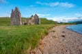Calda House ruins and beach at Loch Assynt,Historical landmark,Lairg,Highlands of Scotland,UK Royalty Free Stock Photo