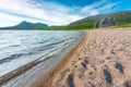 Calda House ruins and beach at Loch Assynt,Historical landmark,Lairg,Highlands of Scotland,UK Royalty Free Stock Photo