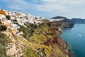 Caldera coastline with Oia village cityscape at Santorini island Royalty Free Stock Photo