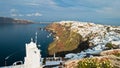 Caldera coastline with Oia village cityscape at Santorini island Royalty Free Stock Photo