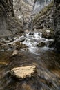 Calderones del Infierno canyon landscape in the north of Spain with silky water effect