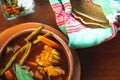 Caldo Tlalpeno, traditional homemade Mexican food. Traditional Mexican soup. Homemade mexican food concept. Royalty Free Stock Photo