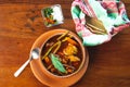 Caldo Tlalpeno, traditional homemade Mexican food. Traditional Mexican soup. Homemade mexican food concept. Royalty Free Stock Photo